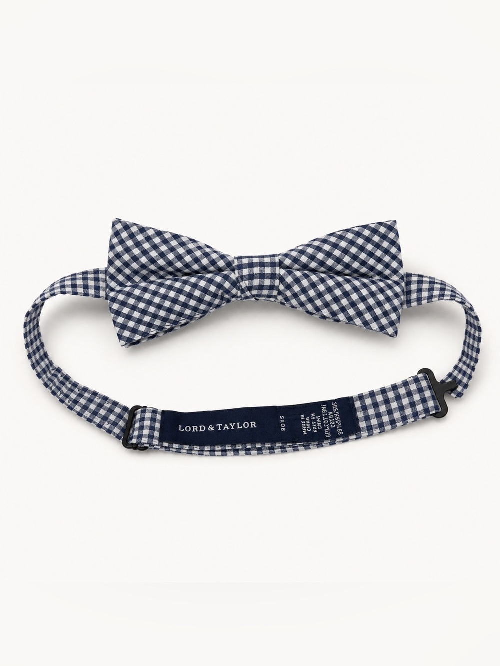 Lord & Taylor Boys Navy Blue Gingham Pre-Tied Adjustable Bow Tie